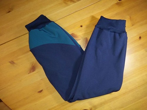 Softshellhose blau mit petrol - softshellhose,,